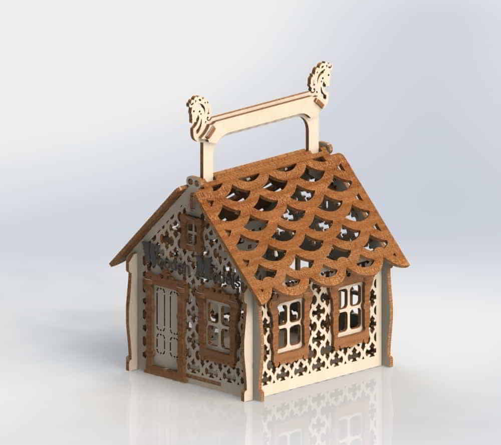 Laser Cut 3D Wooden Puzzle Doll House Design CDR and DXF File