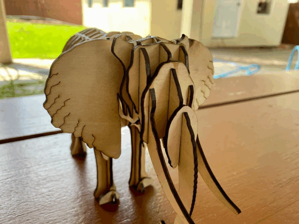 Laser Cut 3D Wooden Puzzle Elephant Toy Model Vector File