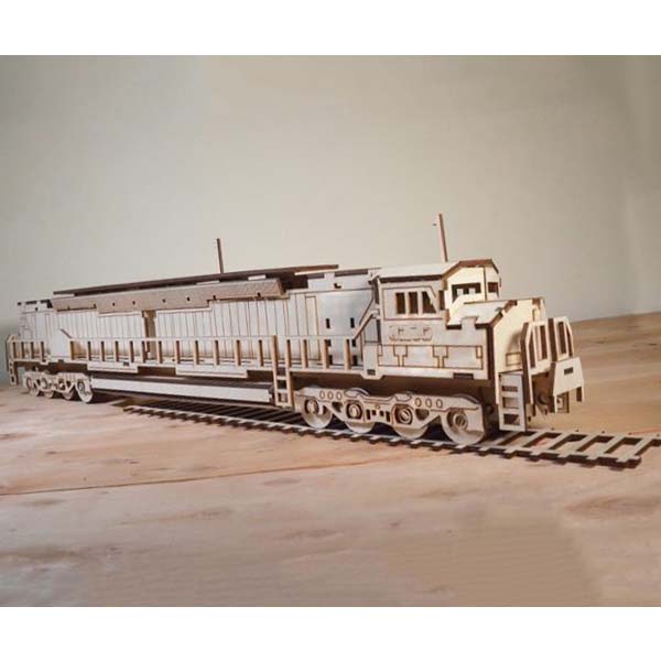 Laser Cut 3D Wooden Puzzle Locomotive Model 3D Train Toy Model CDR and DXF File