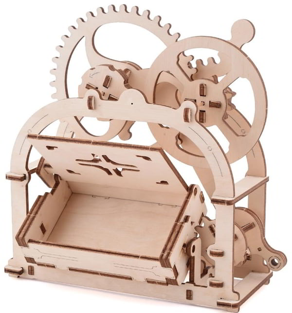 Laser Cut 3D Wooden Puzzle Mechanical Card Holder Gear Machine CDR File