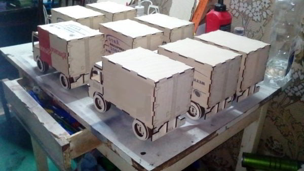 Laser Cut 3D Wooden Puzzle Truck Toy Model CDR File