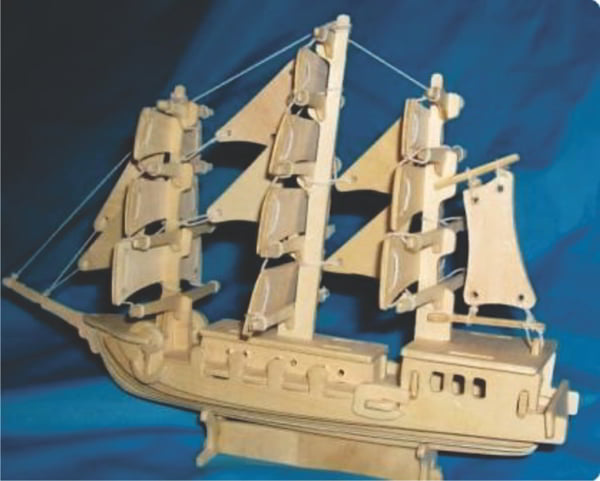Laser Cut 3D Wooden Ship Model DXF File