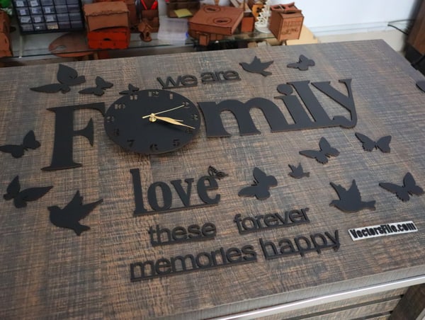 Laser Cut 3D Wooden Wall Clock Family Wall Clock Design CDR and DXF File