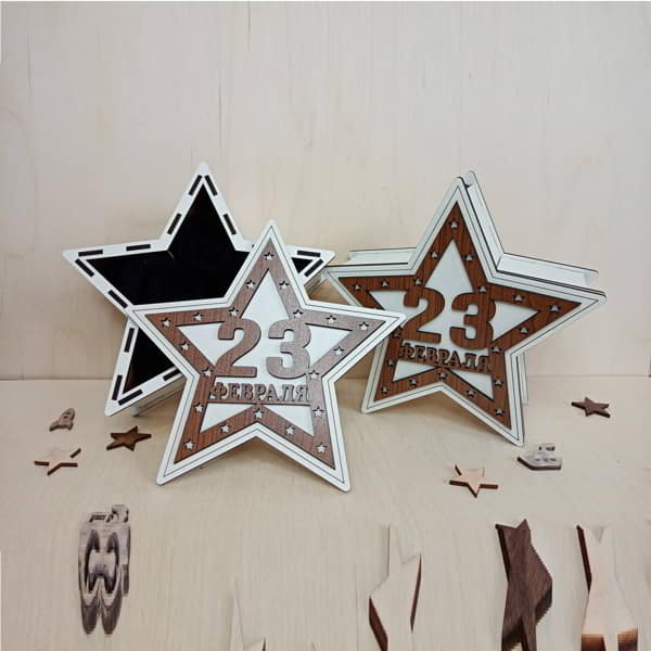 Laser Cut 3mm Wooden Box Star on February 23 CDR File
