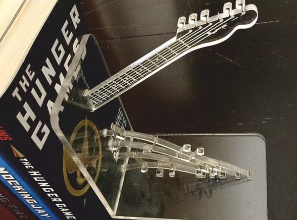 Laser Cut Acrylic Engraved Guitar Bookends Stopper DXF File