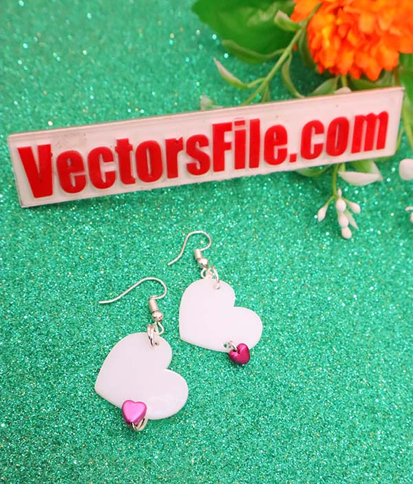 Laser Cut Acrylic Heart Earring Design Template DXF and CDR File