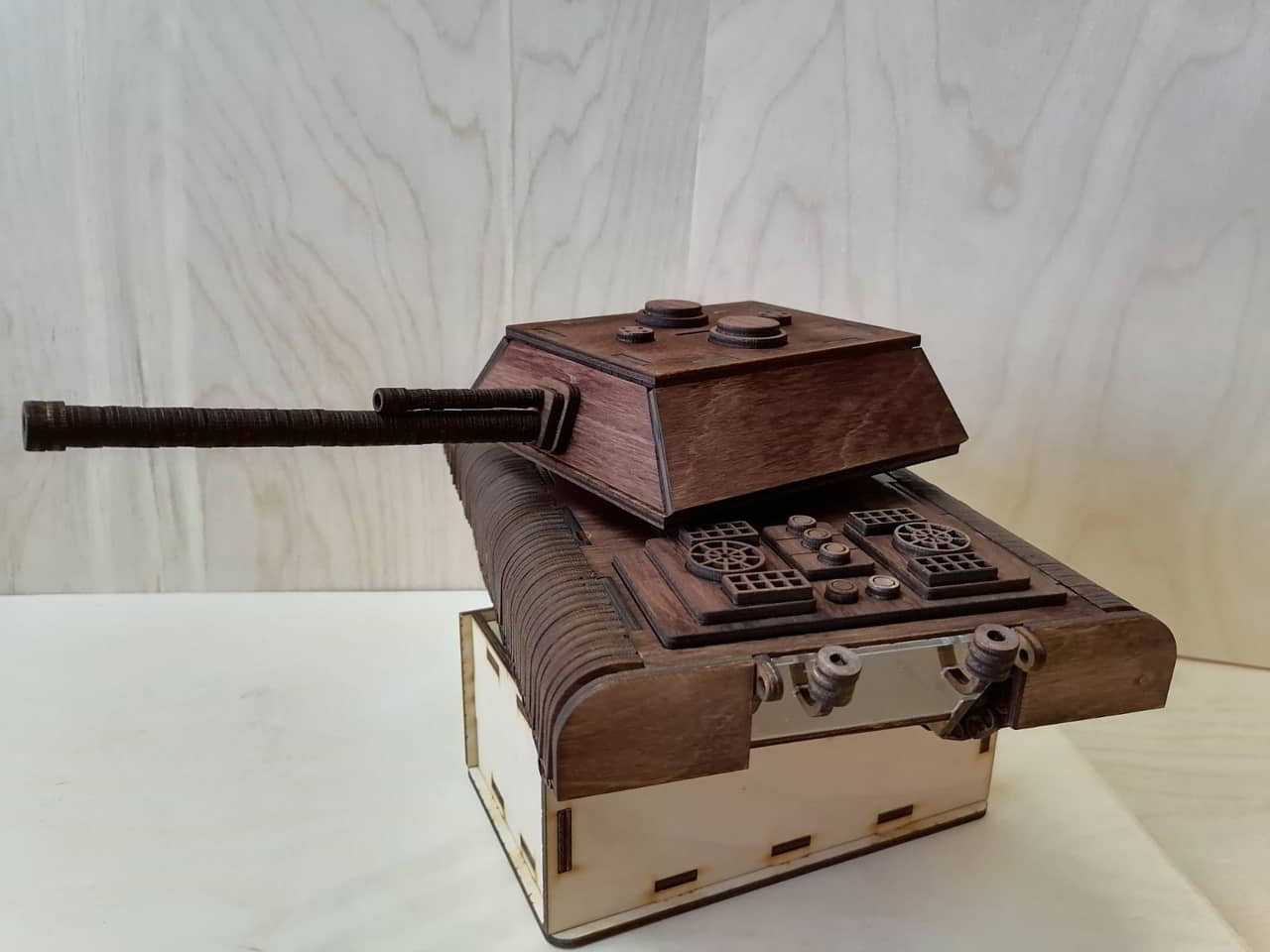 Laser Cut Army Tank Piggy Bank 3D Model Vector File