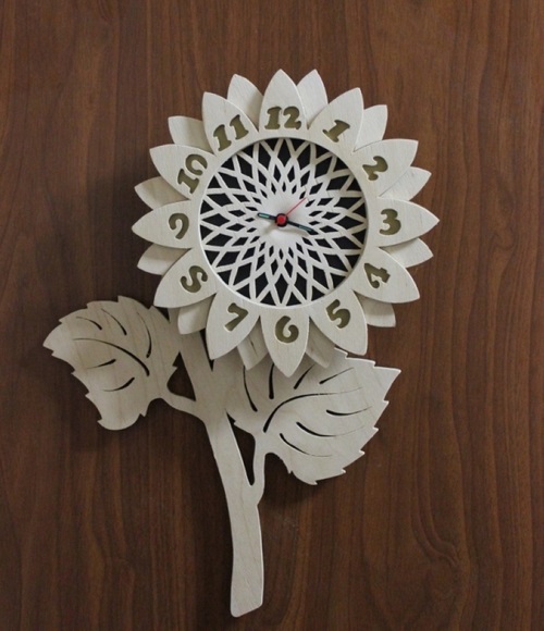 Laser Cut Art Flower Design Decorative Wall Clock CDR Vectors File