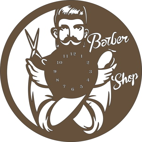 Laser Cut Barber Wall Clock CDR and DXF File
