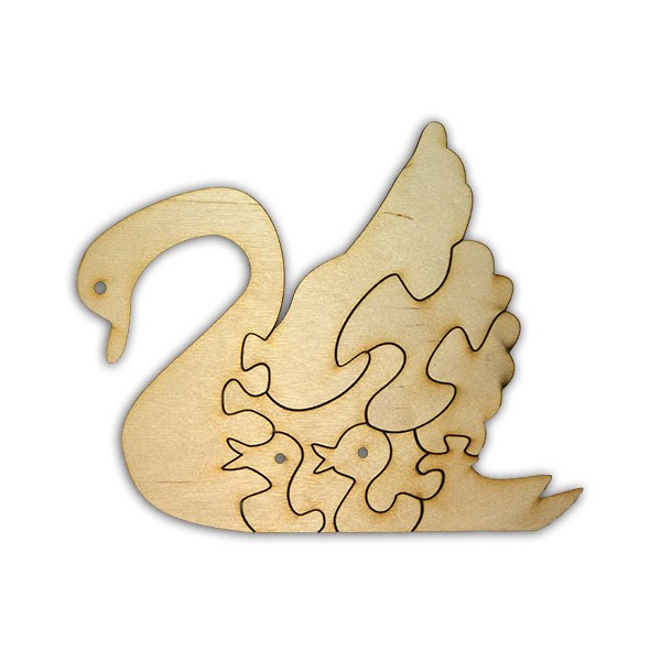 Laser Cut Blank Wooden Puzzle Swan CDR File