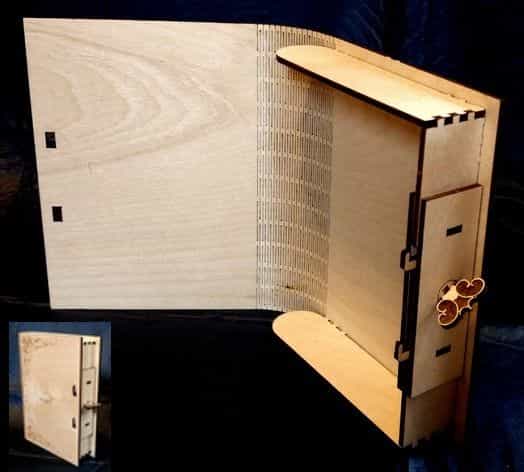 Laser Cut Book Box, Wooden Storage Box, Wooden Puzzle Box Vector File