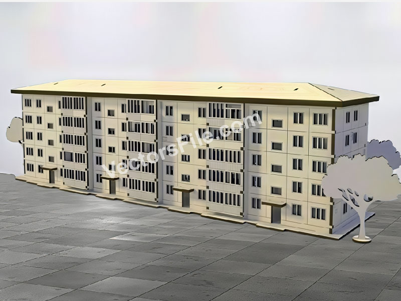Laser Cut Building Model Miniature City Buildings Design | Vectors File