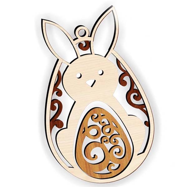 Laser Cut Bunny Easter Decorative Template Vector File