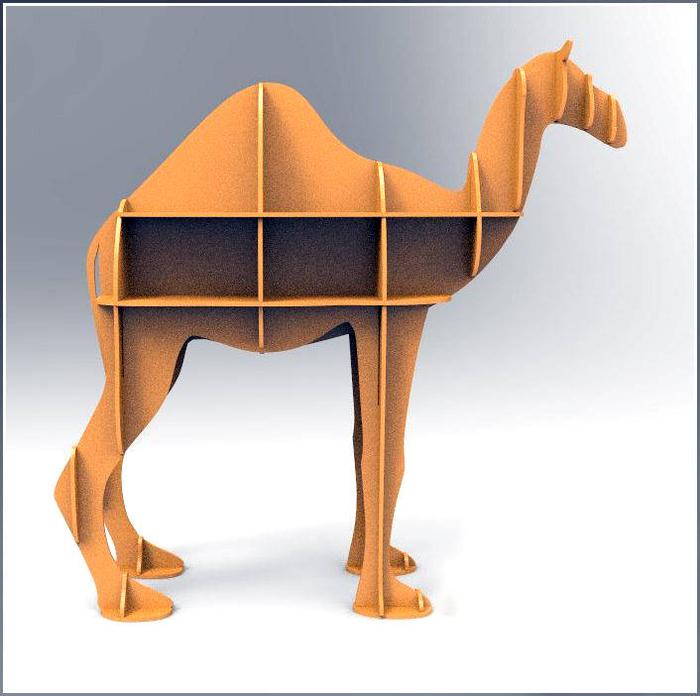 Laser Cut Camel Shelf Bookcase Display Storage Free CDR Vectors File