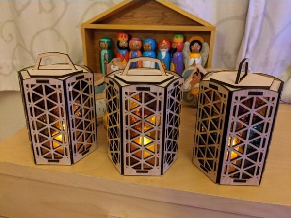 Laser Cut Candle Light Wooden Lamp Free File for Laser Cutting