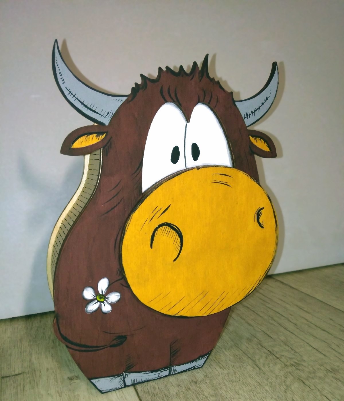 Laser Cut Carved Wooden Cartoon Cow CDR File