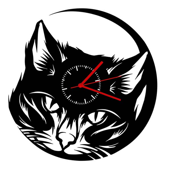 Laser Cut Cat Face Wall Clock Design CDR and DXF Vector File