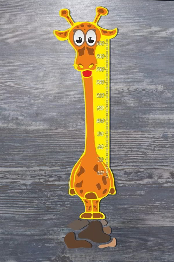 Laser Cut Child Height Meter Giraffe Template Free CDR Vectors File