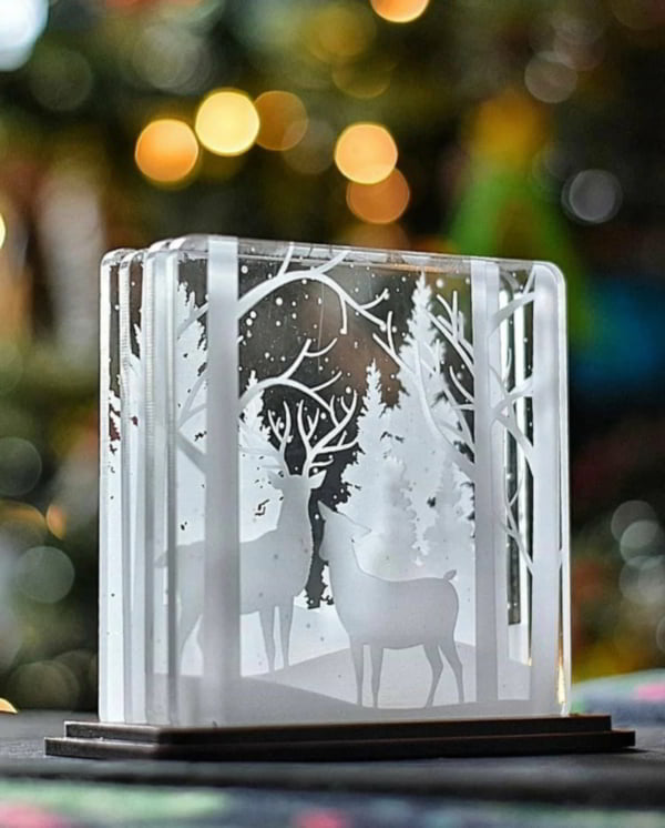 Laser Cut Christmas 3D Acrylic Lamp CDR File