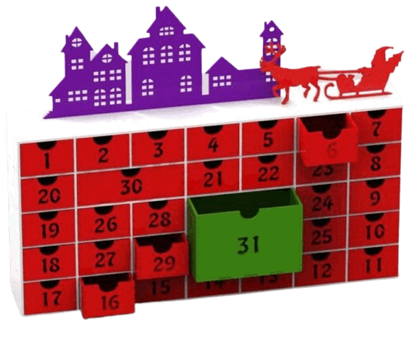 Laser Cut Christmas Calendar for 31 Days Free Vector File