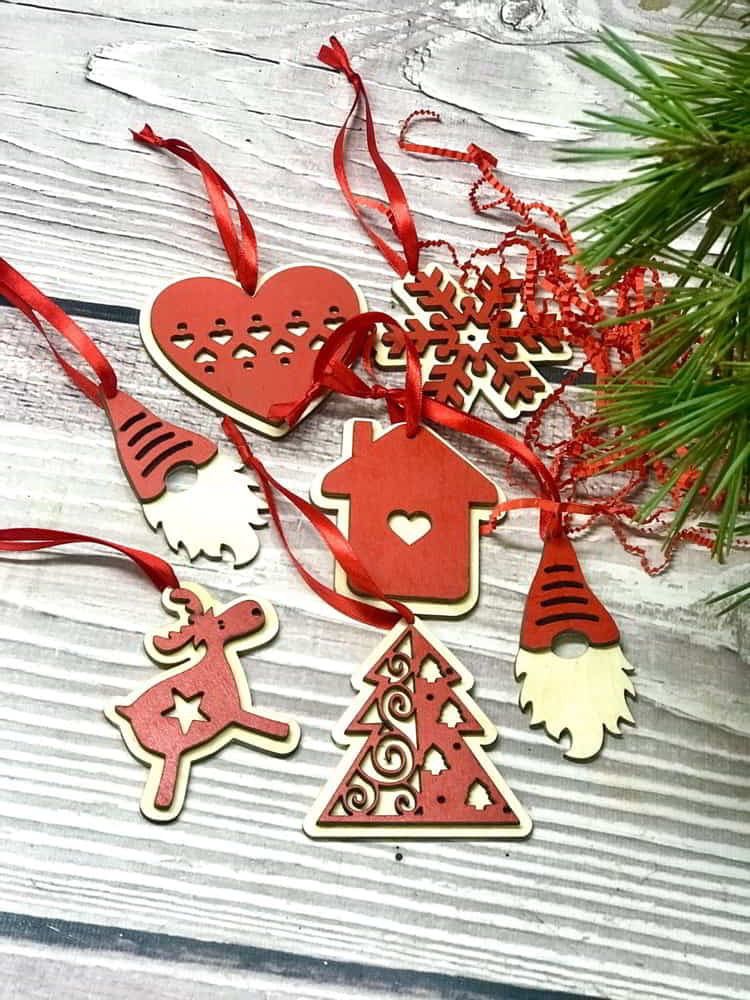 Laser Cut Christmas Decoration Toy Wooden Reindeer Santa Gnome Ornaments Vector File