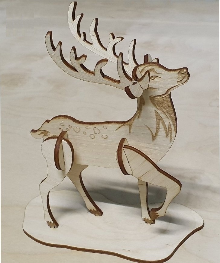 Laser Cut Christmas Deer Christmas Decor 4mm Plywood Free Vector File