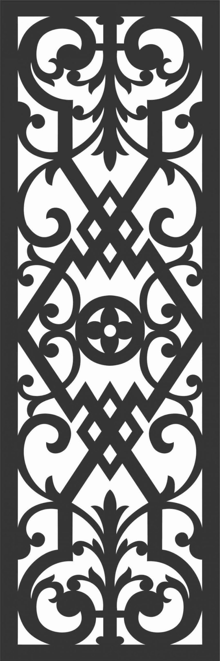 Laser Cut Classic Metal Fence Screen Panel DXF File