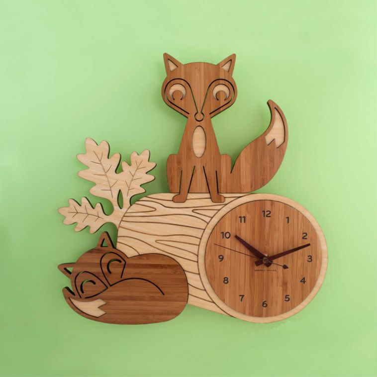 Laser Cut Clock with Fox Free Vector CDR File
