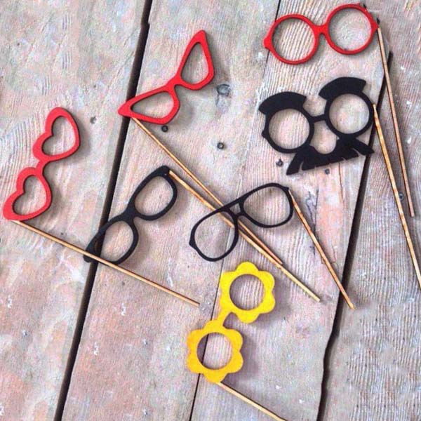 Laser Cut Cute Glasses On A Stick Photo Booth Props CDR and DXF File