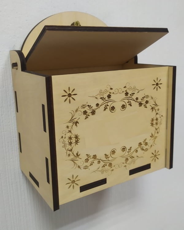 Laser Cut Decor Wall Mounted Box with Lid Free Vector File for Laser Cutting