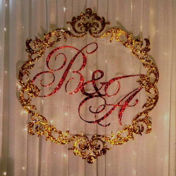 Laser Cut Decorative B and A Wedding Invitations Souvenirs CDR File