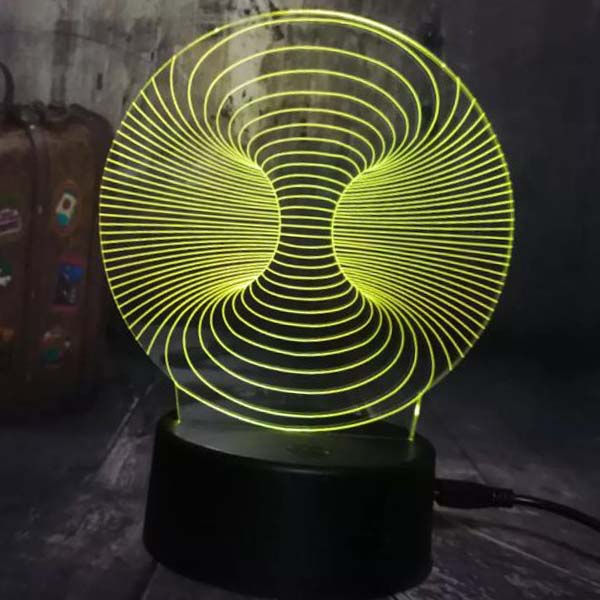 Laser Cut Deep Hole 3D Optical Illusion Acrylic Night Light Lamp CDR and DXF File