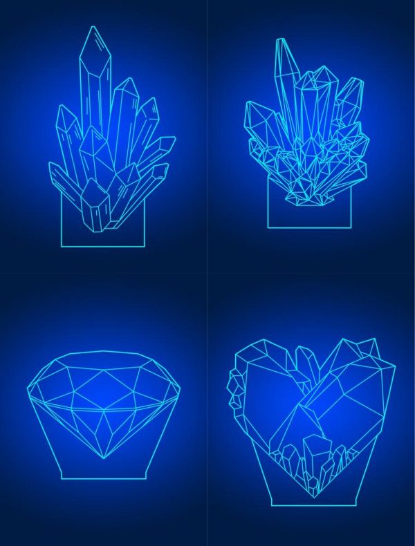 Laser Cut Diamond Acrylic 3D Illusion Lamps Template Free CDR Vector File