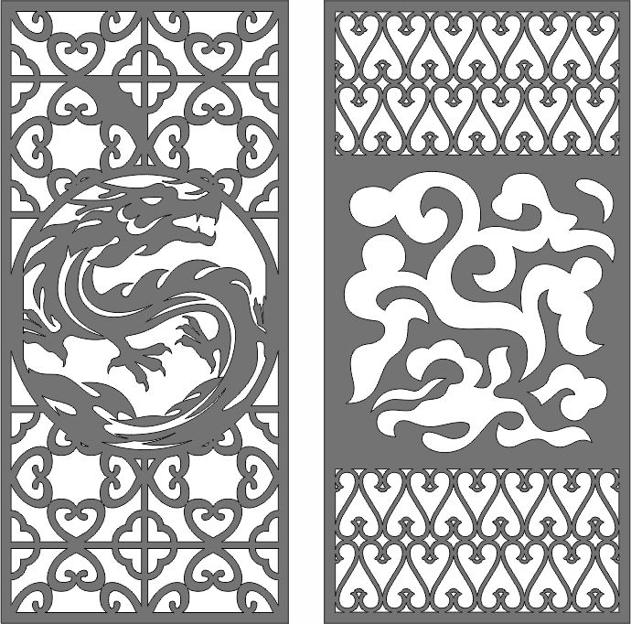 Laser Cut Dragon And Cloud Privacy Partition Indoor Panels Screen Room Divider Download Free Vector