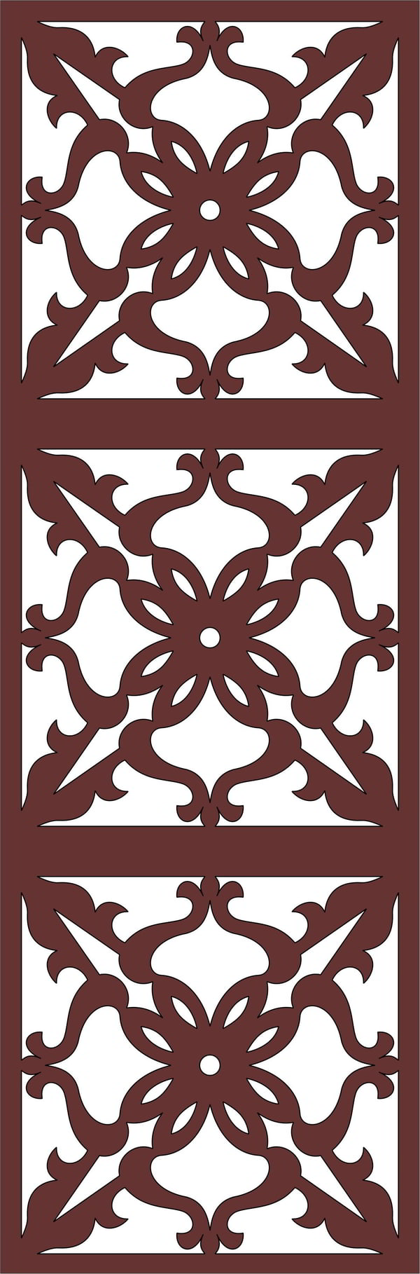 Laser Cut Drawing Room Grill Floral Seamless Pattern DXF File