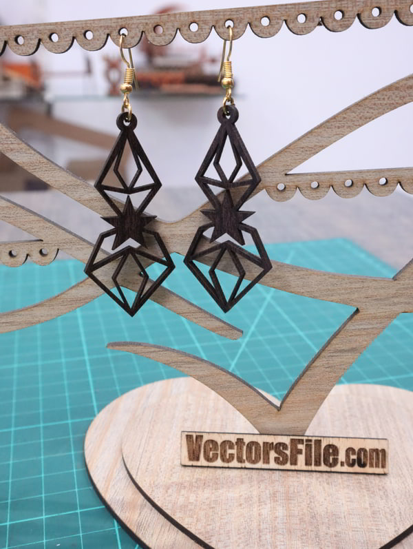 Laser Cut Earring Template Ladies Jewellery Design Earring Style Idea Vector File for Laser Cutting