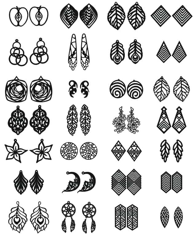 Laser Cut Earrings Jewelry Templates Free CDR Vector Art Free Download