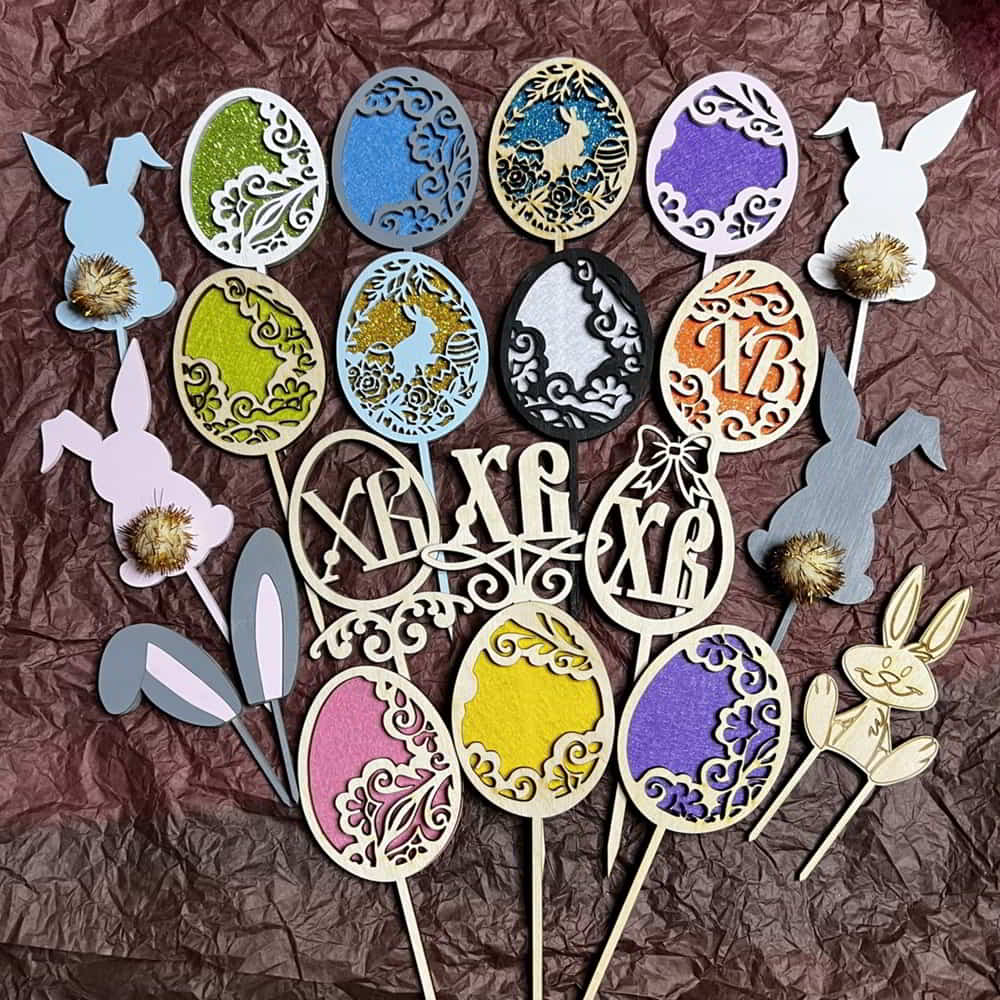 Laser Cut Easter Cake Decorations Bunny Cake Toppers Egg Toppers Vector File