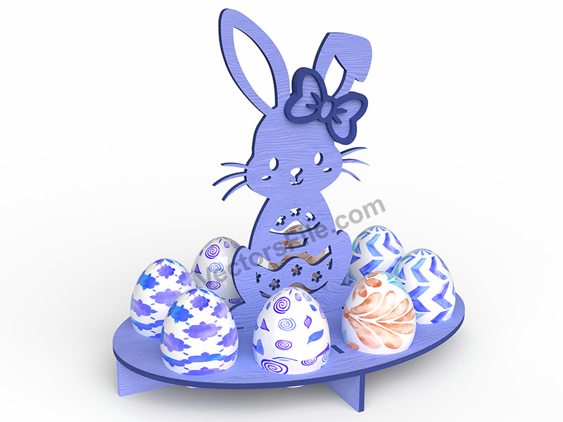 Laser Cut Easter Egg Holder Wooden Bunny Egg Stand Template | Vectors File