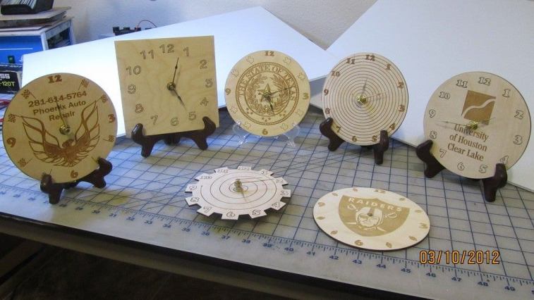 Laser Cut Engraved Wooden Clocks With Logos CDR File CDR File