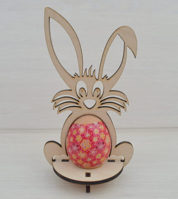 Laser Cut Engraved Wooden Easter Egg Holder CDR File Free Download