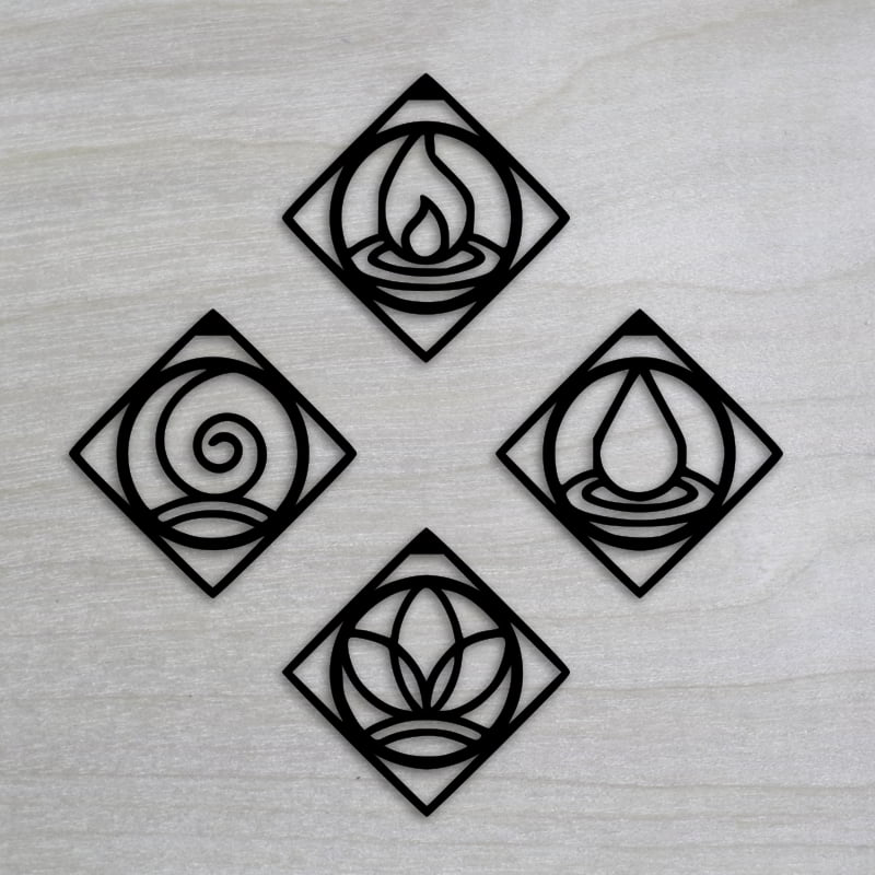 Laser Cut Four Elements Metal Wall Art Design CDR and DXF File