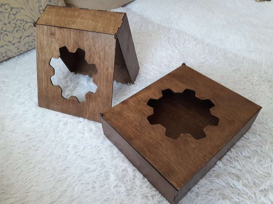 Laser Cut Gear Shaped Box, CNC Wooden Storage Box CDR and DXF File