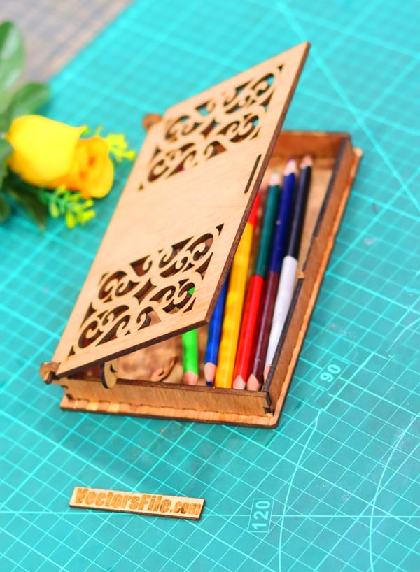 Laser Cut Geometry Box for Kids School Pencil Case Box 3mm DXF and CDR File