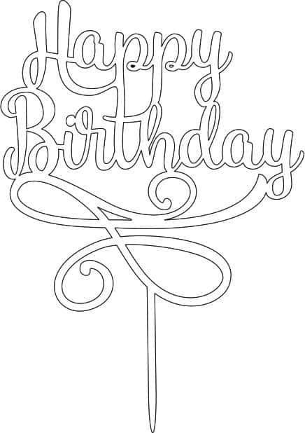 Laser Cut Happy Birthday Cake Topper Design CDR, DXF and Ai File