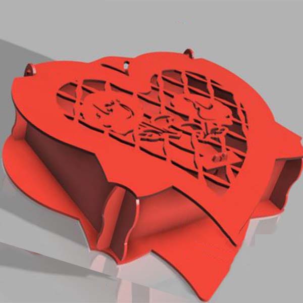 Laser Cut Heart Shape Valentine’s Day Wooden Gift Box CDR and DXF File