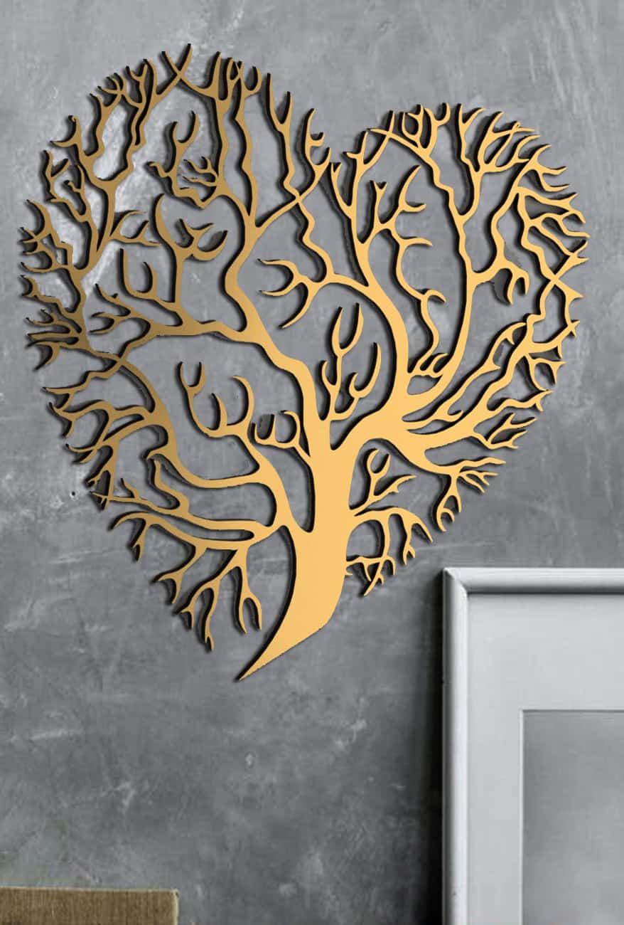 Laser Cut Heart Tree Wall Decor Vector File