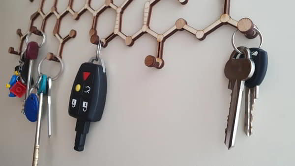 Laser Cut Honeycomb Wall Key Holder Wooden Key Organizer CDR File