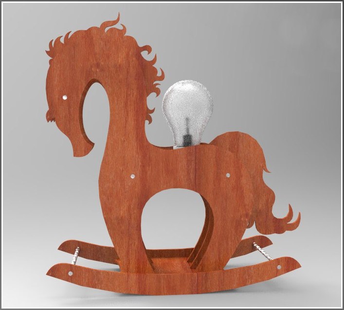 Laser Cut Horse Toy Wooden Lamp CDR File