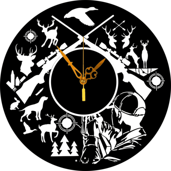 Laser Cut Hunter Wall Clock CDR and PDF File for Laser Cutting